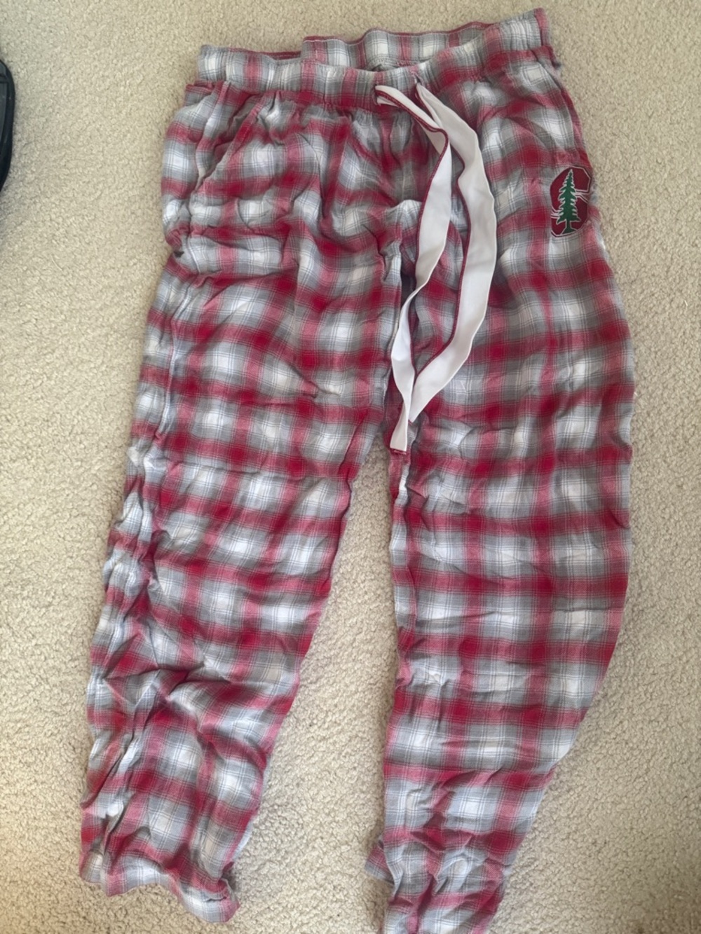 Women’s  Red Plaid Pajama Pants with Stanford Logo Patch